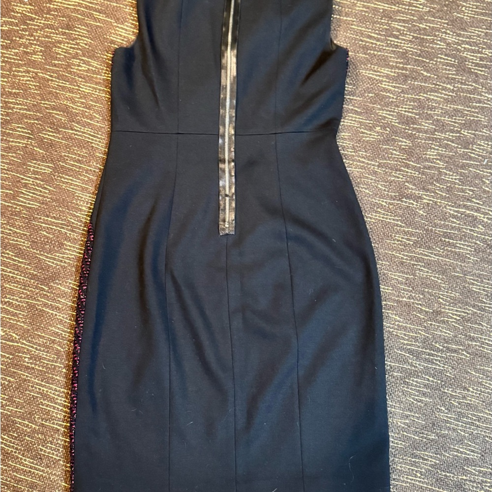 Elie Tahari Chevron Patterned Midi Dress in Black and Pink - Picture 3 of 3